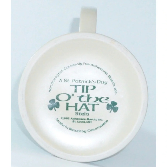 St. Patrick’s Day 1995 Budweiser Tip O Hat Stein - Picture 4 of 8